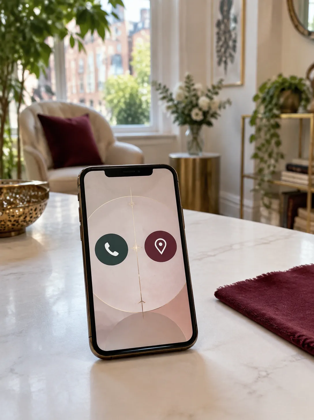 Smartphone displaying phone and location options for choosing a psychic reading